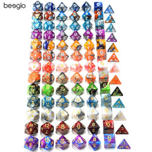 Load image into Gallery viewer, Polyhedral DnD Mixed Color Dice 7pcs/Set for RPG Dungeons and Dragons Board Games D4,D6,D8,D10,D%,D12,D20